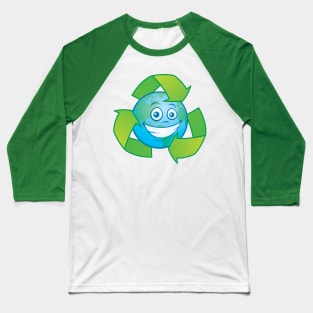 Planet Earth Recycle Cartoon Character Baseball T-Shirt